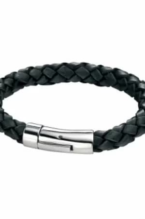 Fred Bennett Black Leather Braid Bracelet JEWEL B3672