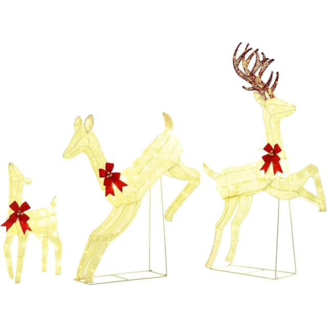 Outsunny Three Piece LED Light Reindeer Christmas Decoration Aosom UK