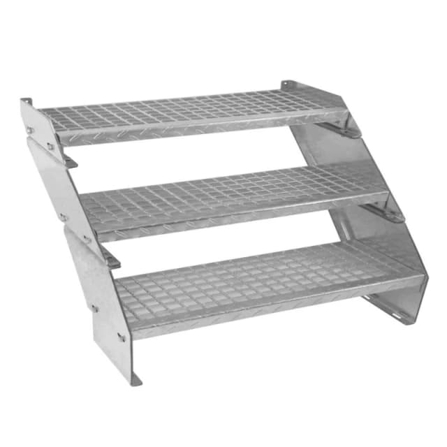 Monstershop Adjustable 3 Section Galvanised Staircase - 900mm Wide Silver
