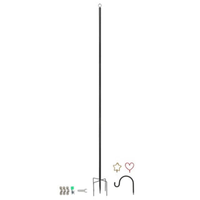 Harbour Housewares Outdoor Festoon Pole With Interchangeable Heads - 0.6-2.5M Tall Heavy-Duty Shepherd Hook Garden Pole Hooks