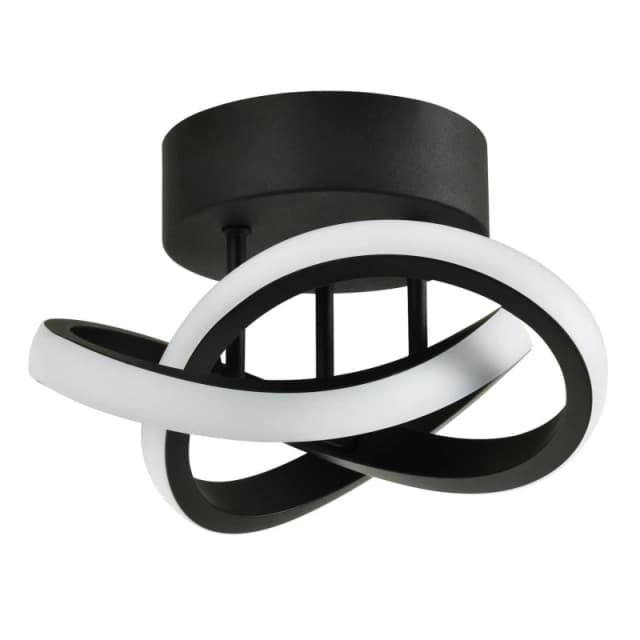 Happy Homewares Modern LED Ceiling Light with Swirl Thick Metal Strip Creates 1253 Lumens in Black Unisex