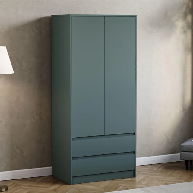 Lassic Vida Designs Denver 2 Door Wardrobe With Drawers Jasper Green unisex One Size