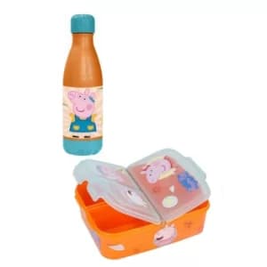 STOR Peppa Pig XL Sandwich Box and Daily Bottle Twin Set