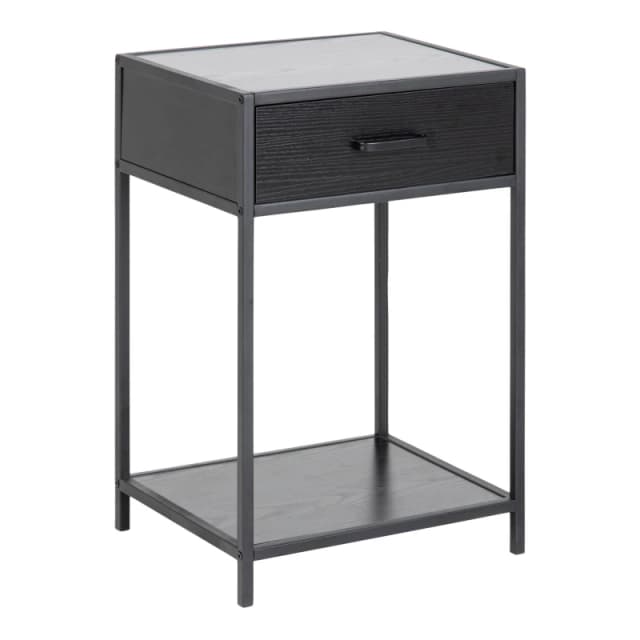 Furniture To Go Seaford Bedside Table With 1 Drawer In Black