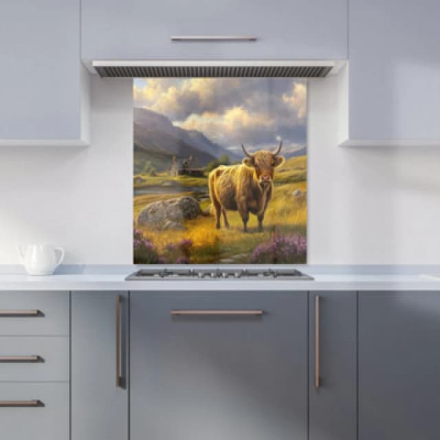 Warren Reed - Designer Springtime Highland Cow Kitchen Splashback W700Mm X H750Mm, Multi WR01264-P448