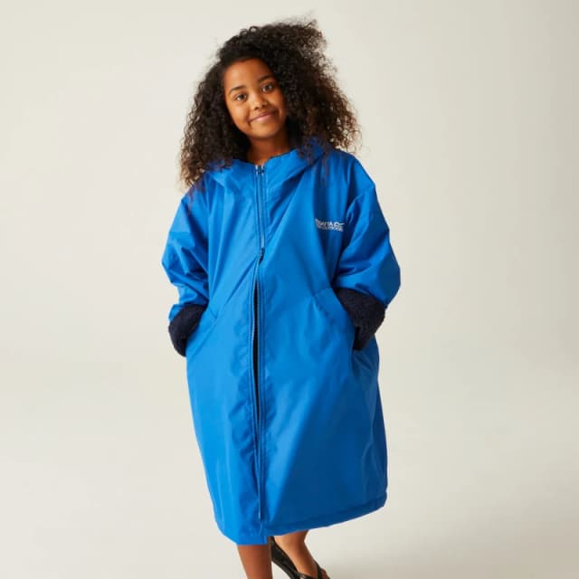 Regatta Unisex Kids Fleece Lined Oversized Fit Waterproof Robe Blue unisex 9-13 Years