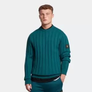 Mens Casuals Relief Stitch Jumper - Malachite Green - L