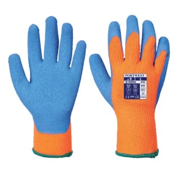 Portwest Latex Grip Gloves for Cold Conditions Orange / Blue L