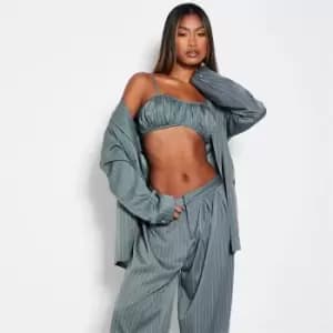 I Saw It First Pinstripe Ruched Cami Bralet - Green