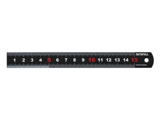 Faithfull Matt Black Stainless Steel Measuring Rule 150mm Fairul150Mb