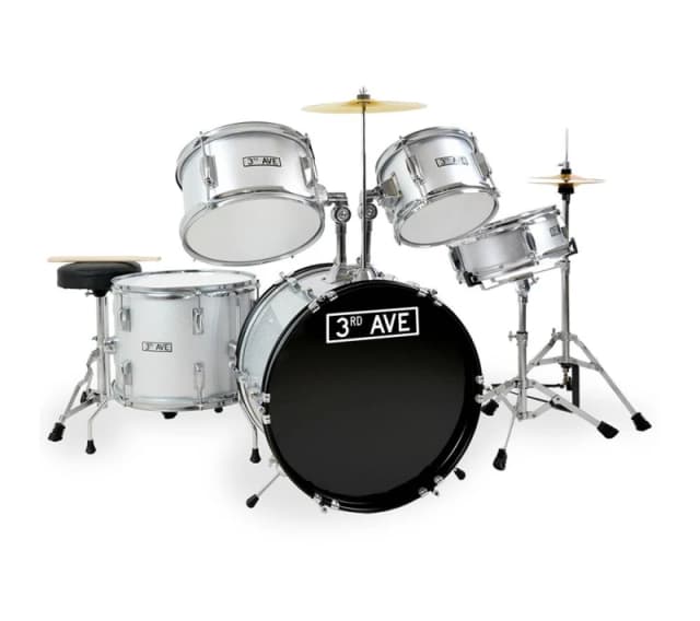3RD AVENUE Junior 5 Piece Drum Kit - Silver/Grey 5060742472423