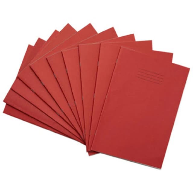 Rhino 330 x 229mm Exercise Book 80 Page 8mm Ruled Red Contract (50 Pack) VDUV080-200-6