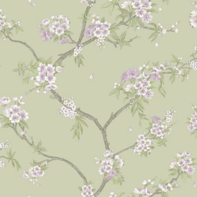 Holden Decor Cherry Blossom Wallpaper Sage Green / Heather Holden 14210