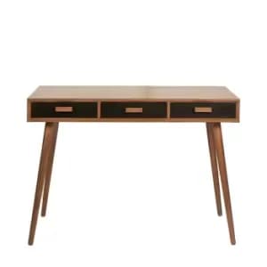 Elijah Retro Dark Pine 3-Drawer Tapered Leg Desk Black