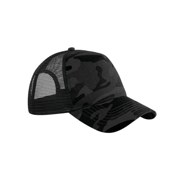 Beechfield Beechfield Men Camo Snapback Trucker Cap in Midnight Midnight One Size Male 5063377393330