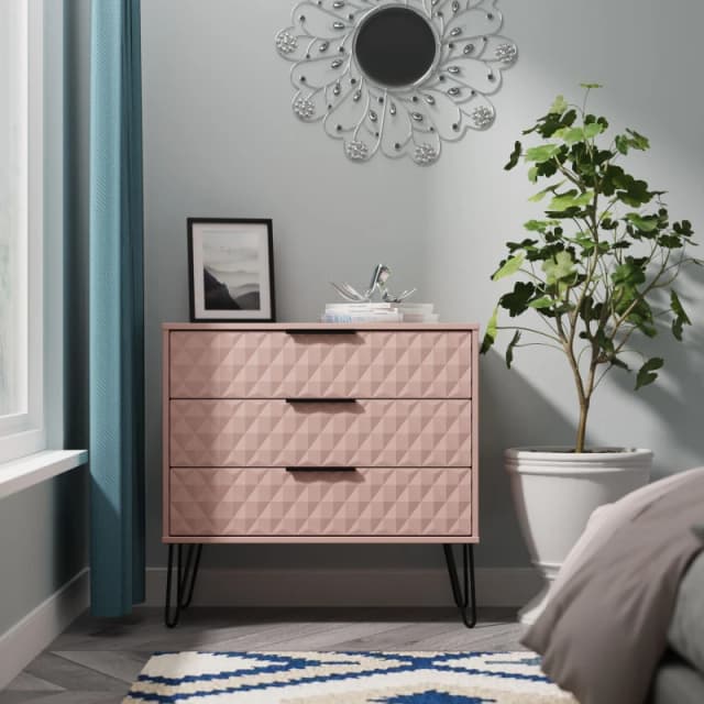 Ready Assembled 2 U Islay 3 Drawer Chest (Ready Assembled) in Dusty Pink Size: Medium Dusty Pink Unisex Medium