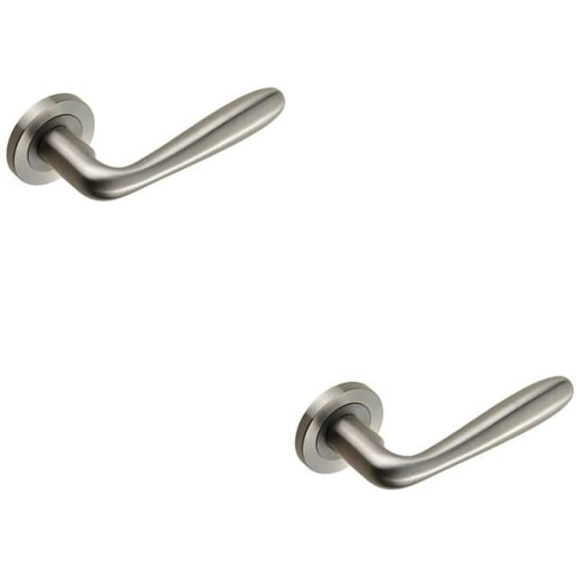 Loops 2x PAIR Smooth Rounded Bar Handle on Round Rose Concealed Fix Satin Steel Metallics