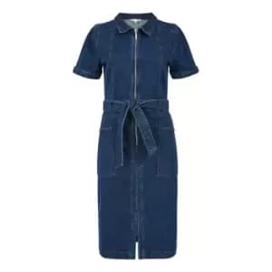 Yumi Blue Denim Stretch Zip Dress - Blue