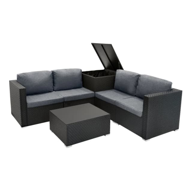 Monstershop Rattan Modular 6 Piece Furniture Set - Black Unisex