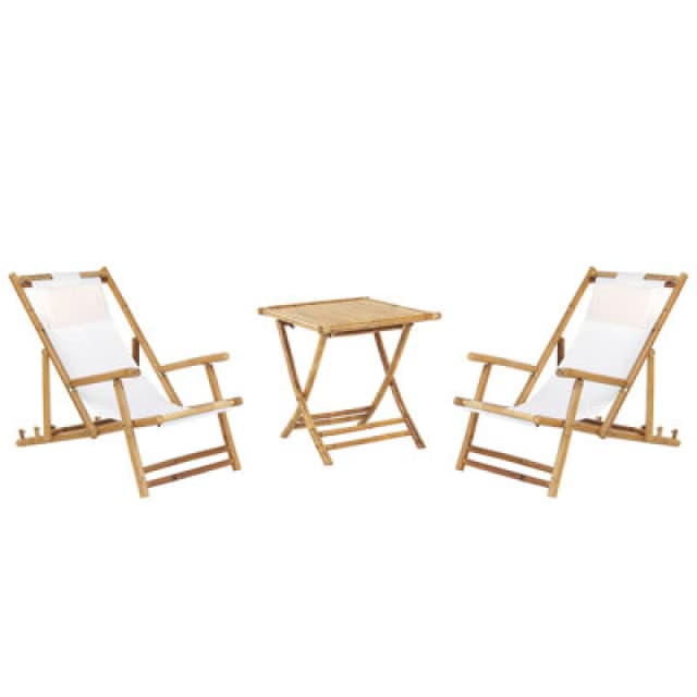 Beliani Bistro Set Folding Atrani/molise Bamboo Wood Light Brown