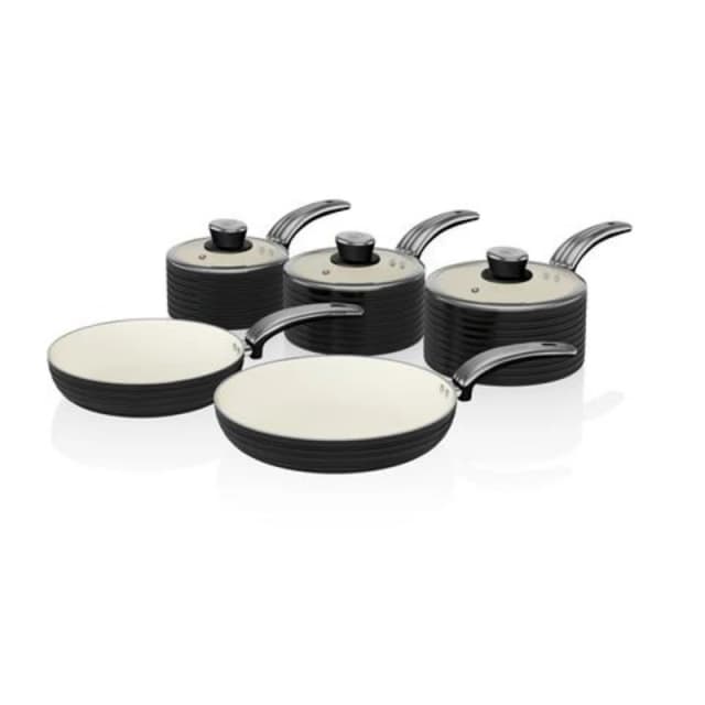 Swan Retro SWPS5020BN 5 Piece Non-Stick Pan Set - Black 5055322512774