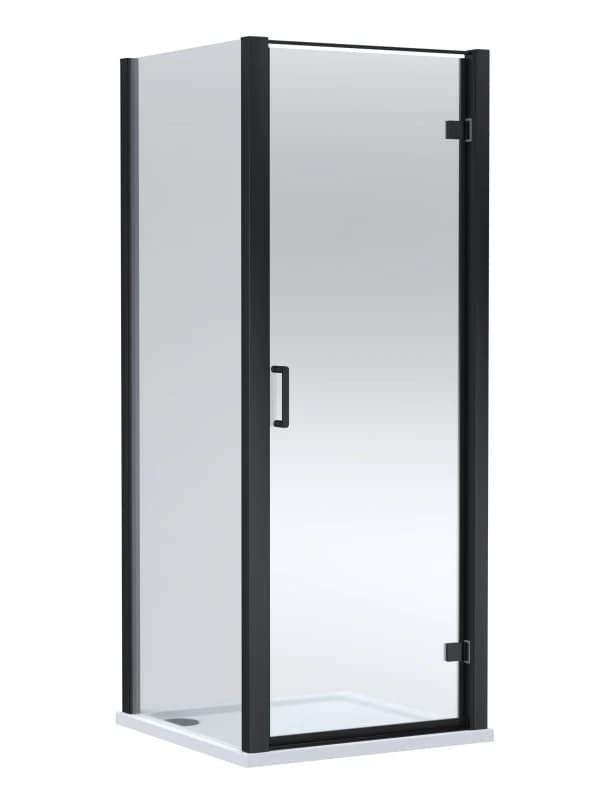 Balterley Hinged Shower Door & Slip Resistant Tray: 800x800mm Matt Black/White in Black Unisex