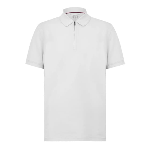 Tommy Hilfiger Mens DC Zipped Short Sleeve Polo Shirt Ivory/White male S