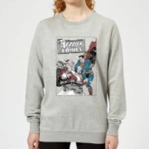 DC Superman Action Comics Womens Christmas Sweatshirt - Grey - 3XL