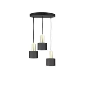 Luce Cluster Pendant Ceiling Light Black, Gold, 30cm, 3x E27