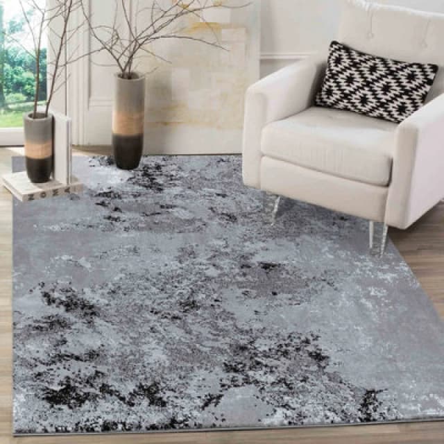 Modern Abstract Sprayed Grunge Texture Area Rugs Black 80X150 Cm