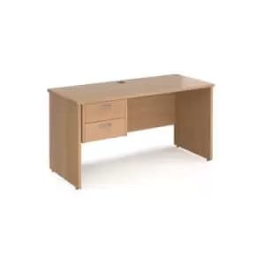 Office Desk Rectangular Desk 1400mm With Pedestal Beech Top And Panel End Leg 600mm Depth Maestro 25