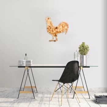 Rooster - Walnut Walnut Decorative Wooden Wall Accessory