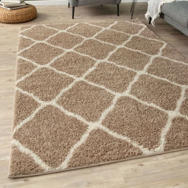 THE RUGS Soft Moroccan Shaggy Rugs & Runners Beige & Ivory Living Room Size: 80cm x 300cm Beige Unisex 80cm x 300 cm