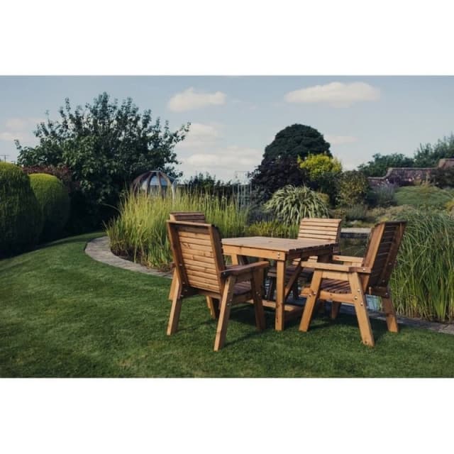 Churnet Valley Garden Furniture Ltd Valley 4 Seater Square 4XC - Timber - Minimal Assembly Required in Brown Brown Unisex