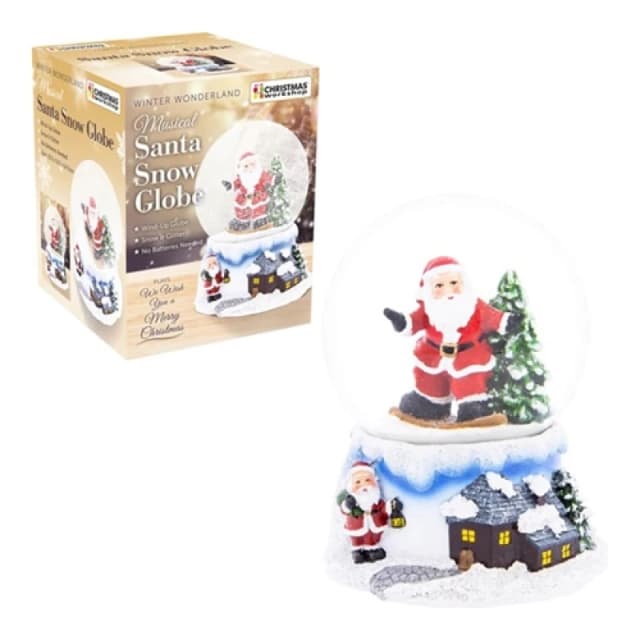 Christmas Workshop Wind Up Musical Santa Snowglobe 70779