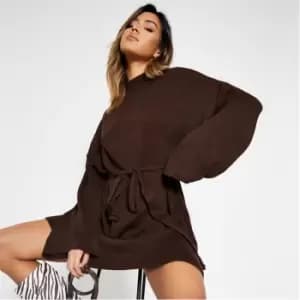I Saw It First Knitted Belted Dress - Brown