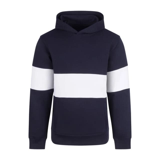Front Row Mens Heavyweight Panelled Hoodie in Navy Size: Small Navy Male S