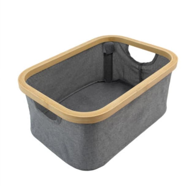 JVL Bambanio Foldable Bamboo Storage Basket, 26L - Grey 15-101