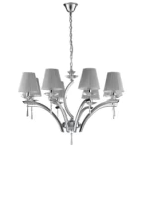 ORCHESTRA 8 Light Chandeliers with Shades Chrome, K9 Crystals With Fabric 75x50cm
