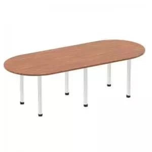 Impulse 2400mm Boardroom Table Walnut Top Brushed Aluminium Post Leg