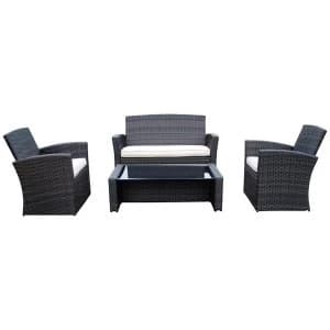 Charles Bentley Deluxe Rattan-Effect 4 Piece Garden Furniture Set - Brown