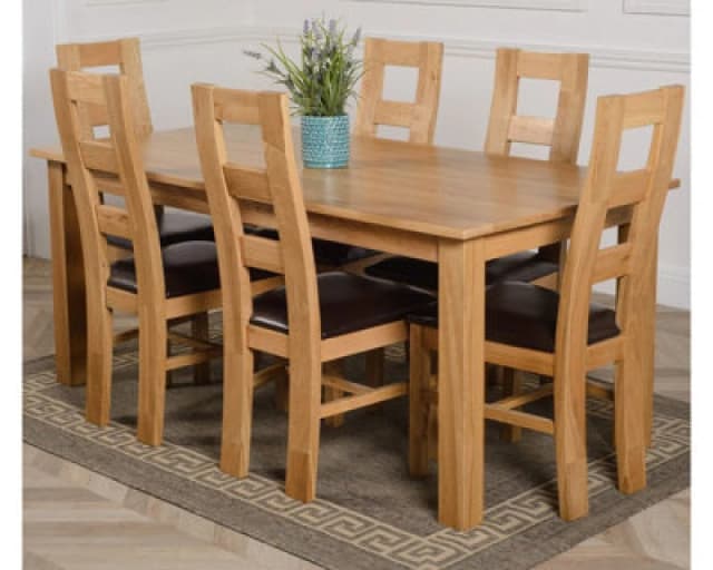 Thats Furniture Oslo 180 x 90cm Large Oak Dining Table & 6 Yale Chairs in Brown Brown Unisex 180 x 90 cm