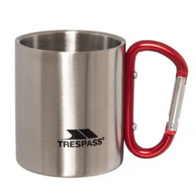 Trespass Bruski Carabiner Clip Travel Cup Mug Silver