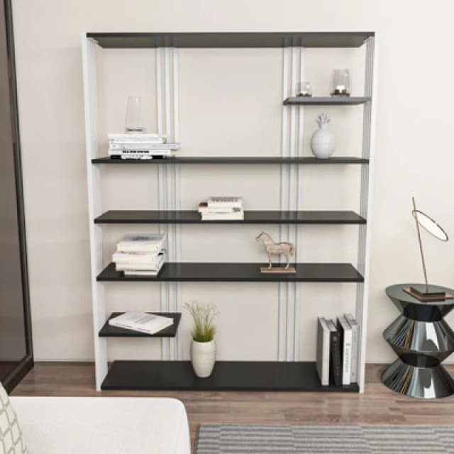 Decorotika Jeni Bookcase Shelving Unit Anthracite & White