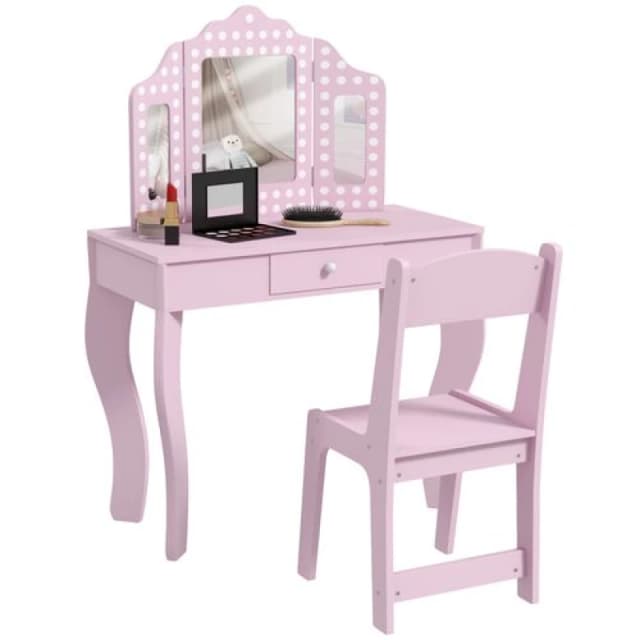 AIYAPLAY Aiyaplay - Kids Dressing Table Set Make up w/ Stool, Drawer, for Playroom 5056725572259