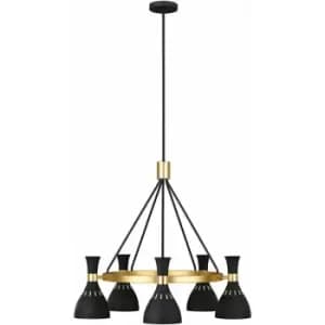 Loops - 5 Bulb Chandelier LIght Midnight Black / Burnished Brass LED E27 60W