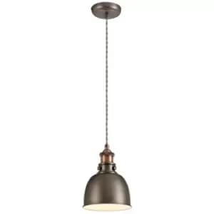 Small Ceiling Dome Pendant, 1 x E27, Antique Silver, Copper, White - Luminosa Lighting
