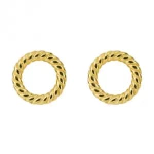Rope Pattern Open Circle Yellow Gold Stud Earrings E6215