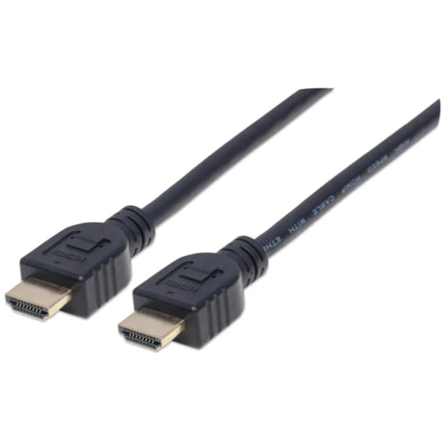 Manhattan Manhattan HDMI Cable with Ethernet (CL3 rated suitable for In-Wall use) 4K@60Hz (Premium High Speed) 1m Male to Male Black 4K Ultra HD x 2k