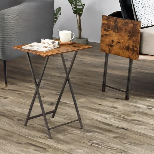 Rafaelo Mobilia Set of 2 Folding Tables in Brown Brown Unisex